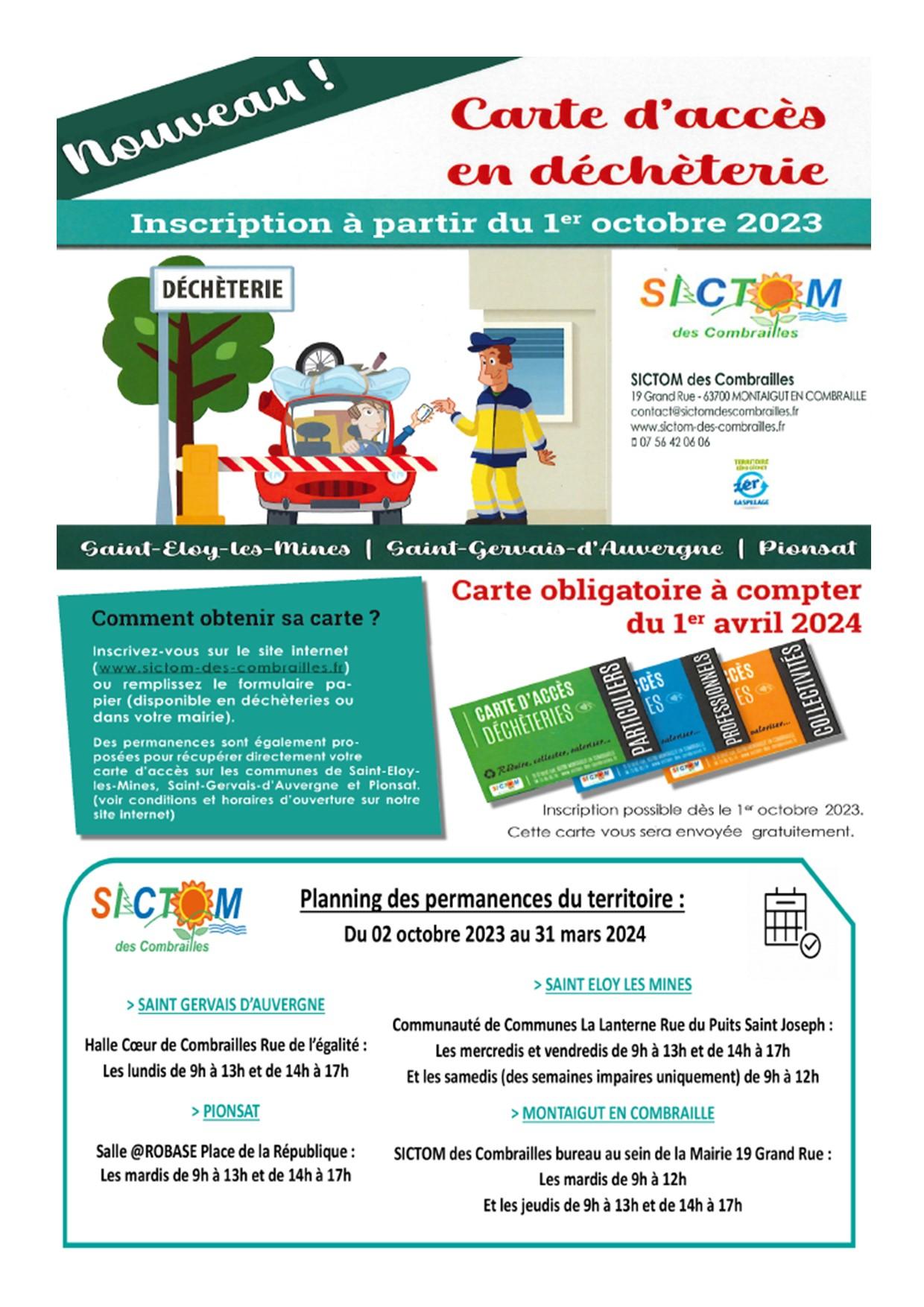 Information carte d acces en decheterie